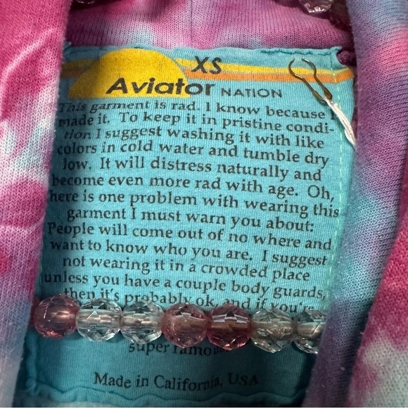 Aviator Nation Hand Dyed Pullover Crop Hoodie Tie Dye blue purple - Picture 3 of 11